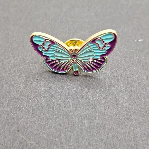 Blue purple butterfly pin brooch wearable art fashionista - Picture 2 of 4